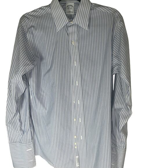 NWT Brooks Brothers Blue White Purple Stripe Spread Collar 14 1/2 33 Dress Shirt - Picture 1 of 7